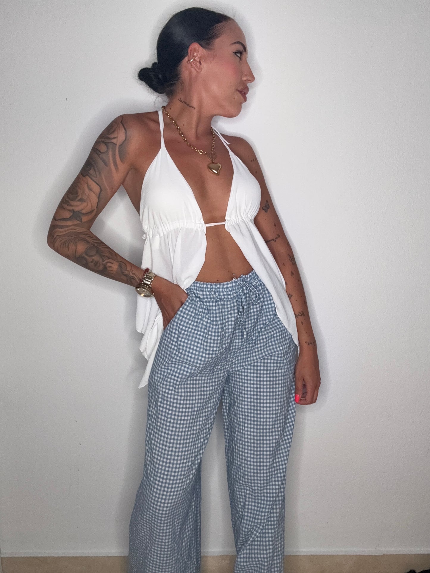 PANTALON FLUIDO VICHY BLUE