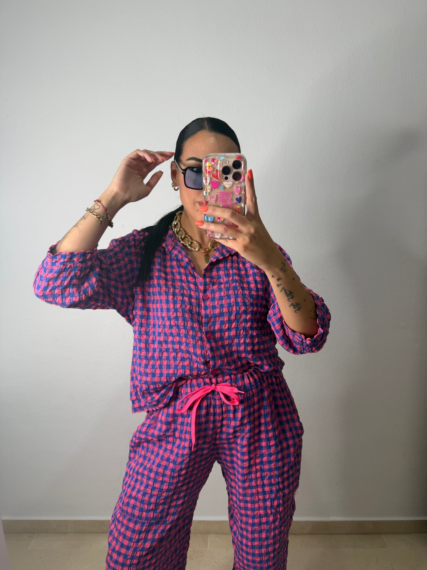 CAMISA VICHY NEON PINK