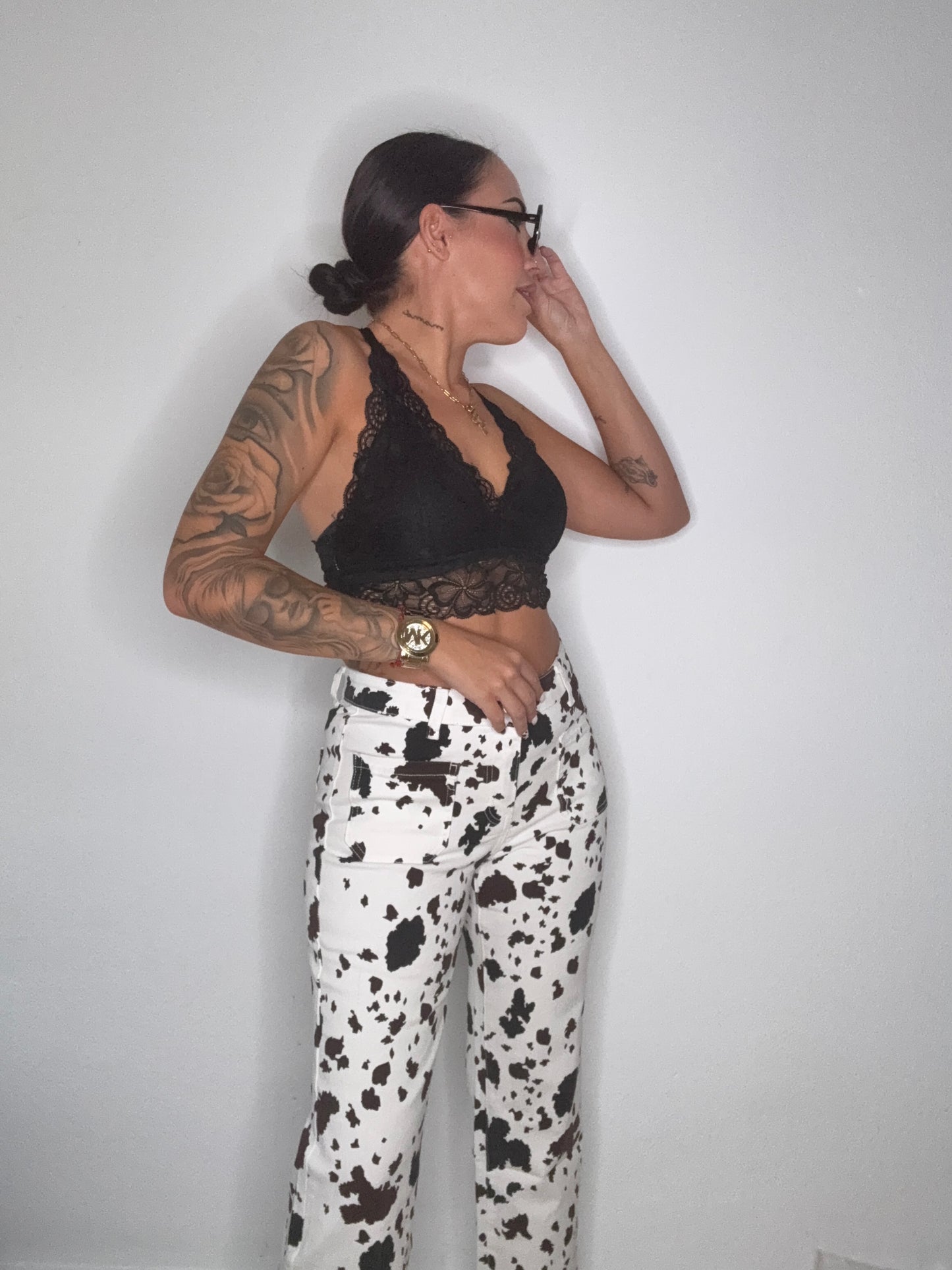 JEANS COW BLACK AND BROWN