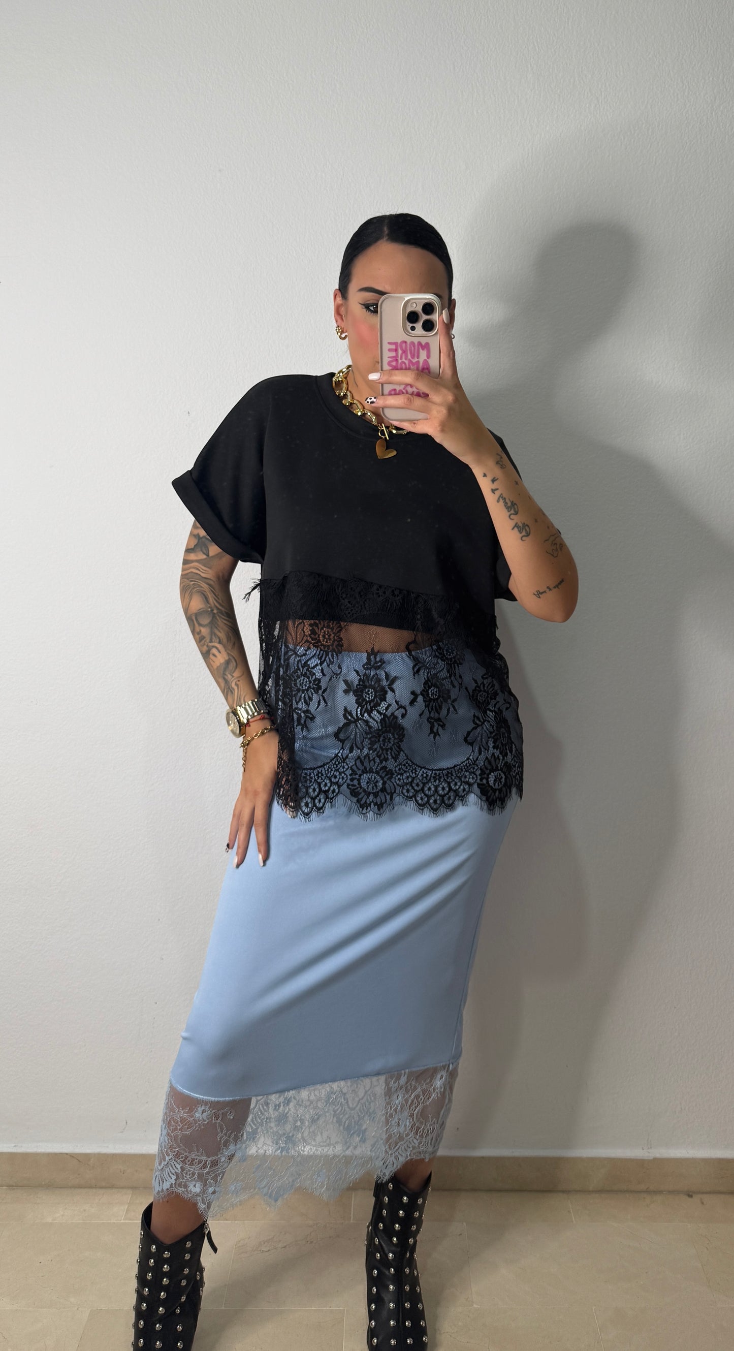 FALDA DETAIL ENCAJE BLUE