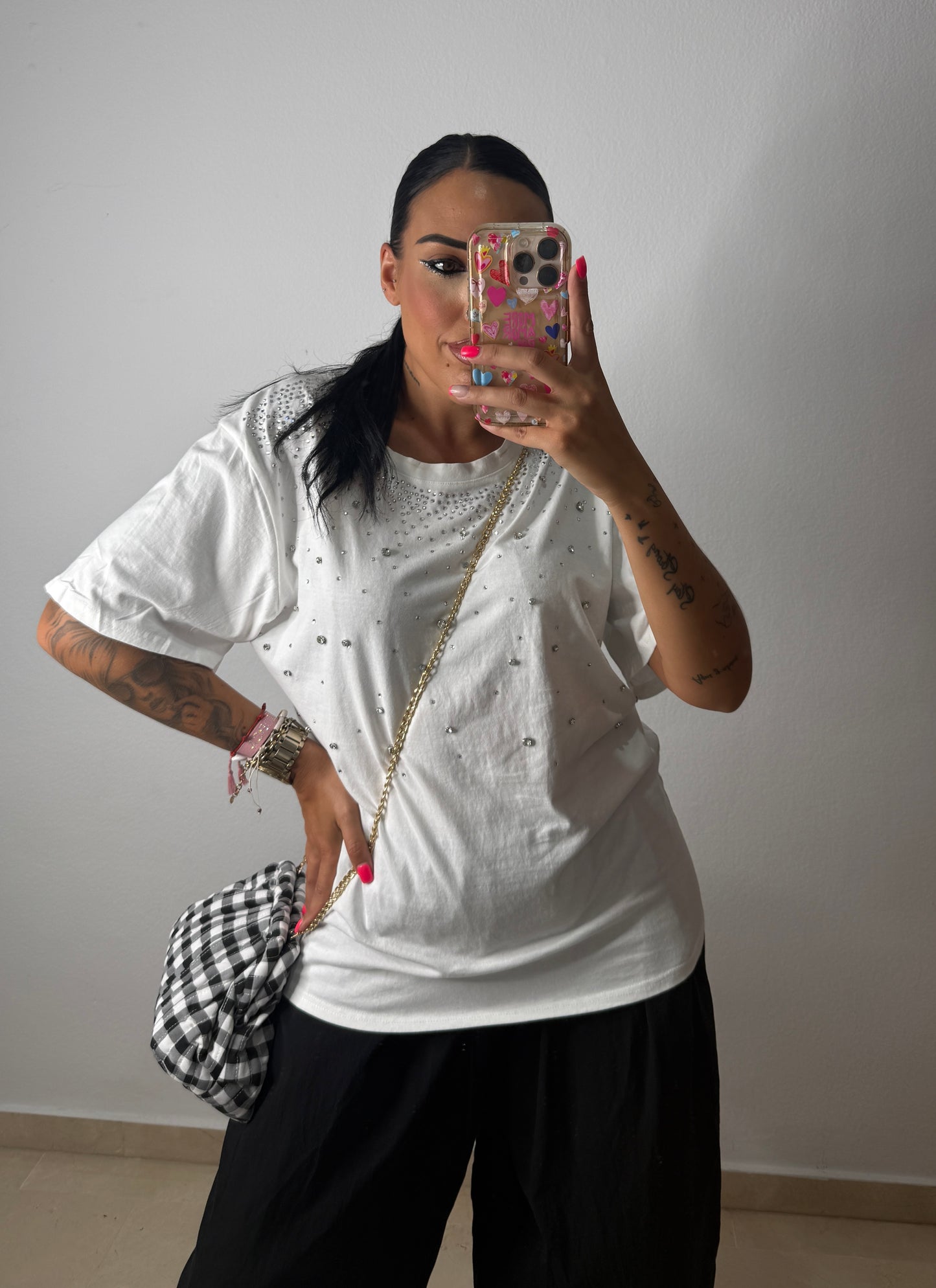 CAMISETA STRASS WHITE