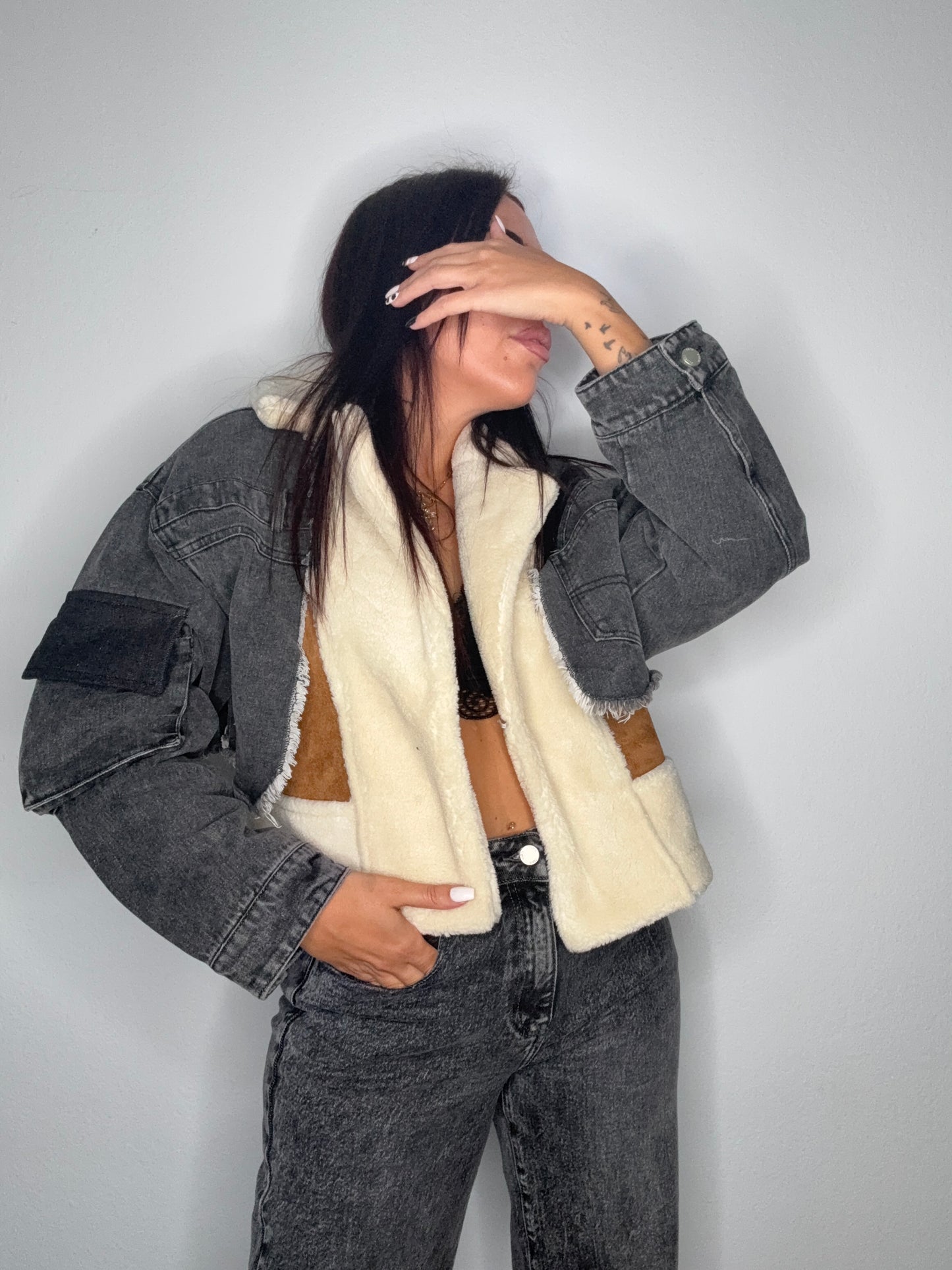 CAZADORA VINTAGE DENIM BORRE