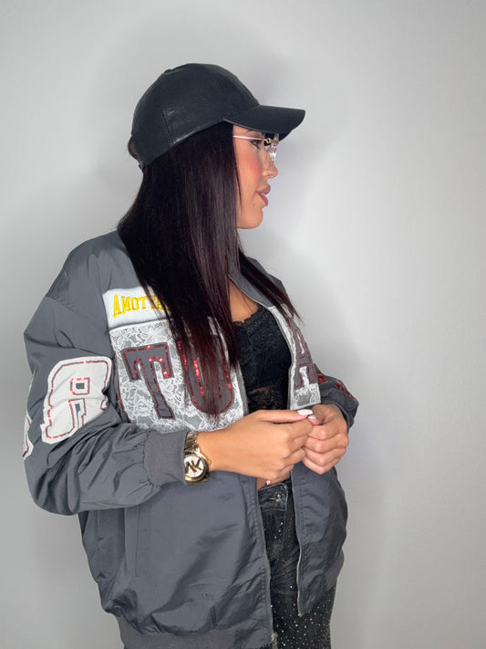 BOMBER LUXURY LACE GREY