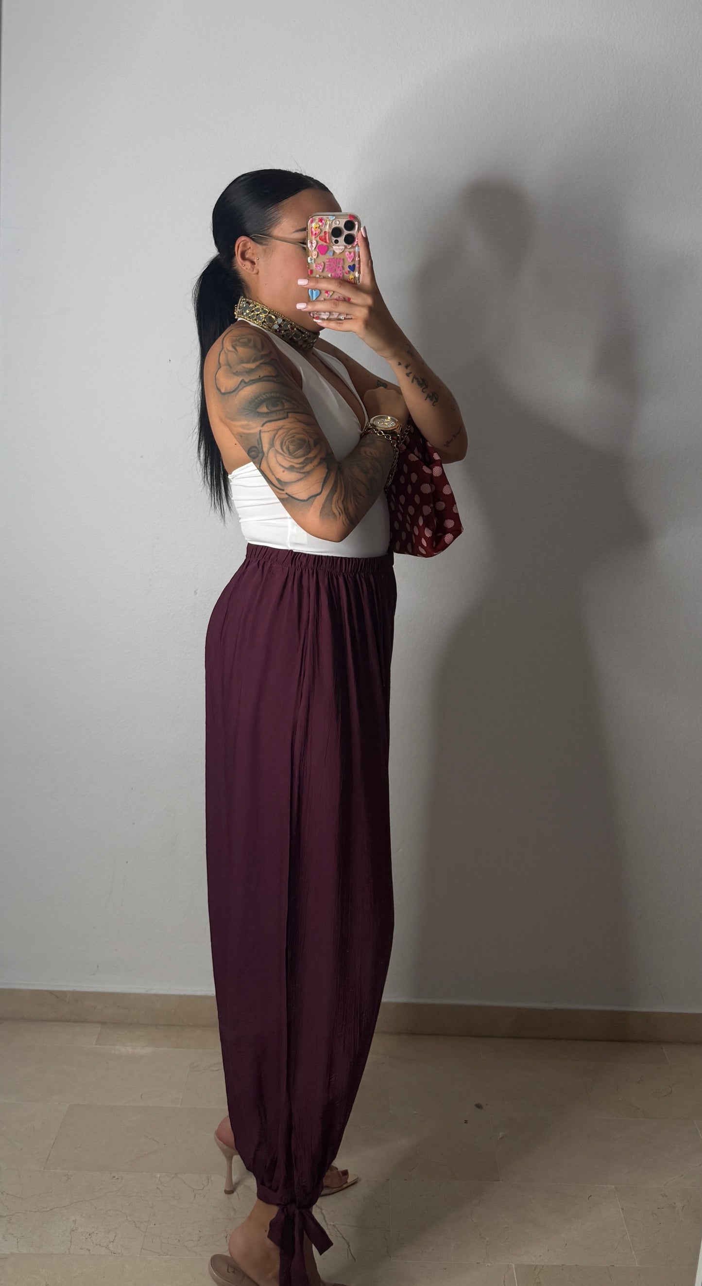 PANTALÓN LAZADA BURDEOS
