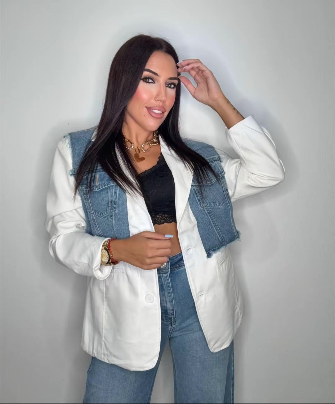 BLAZER LUXURY DENIM COMBI WHITE