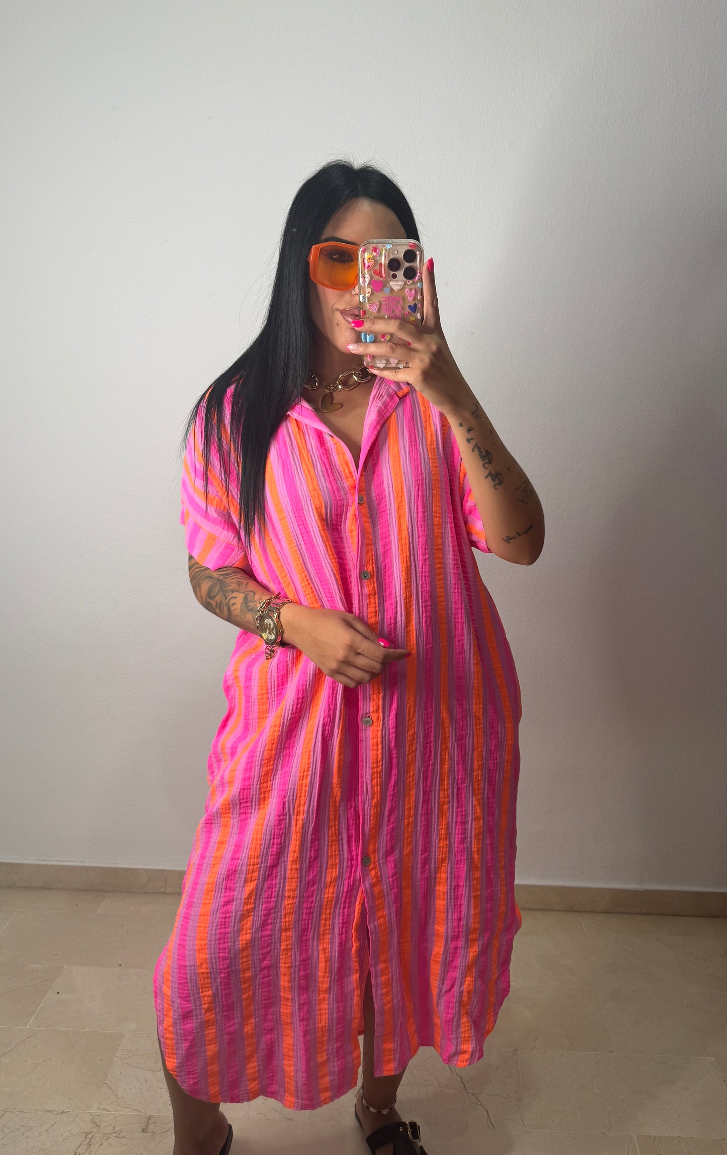 VESTIDO CAMISERO NEON RAY PINK