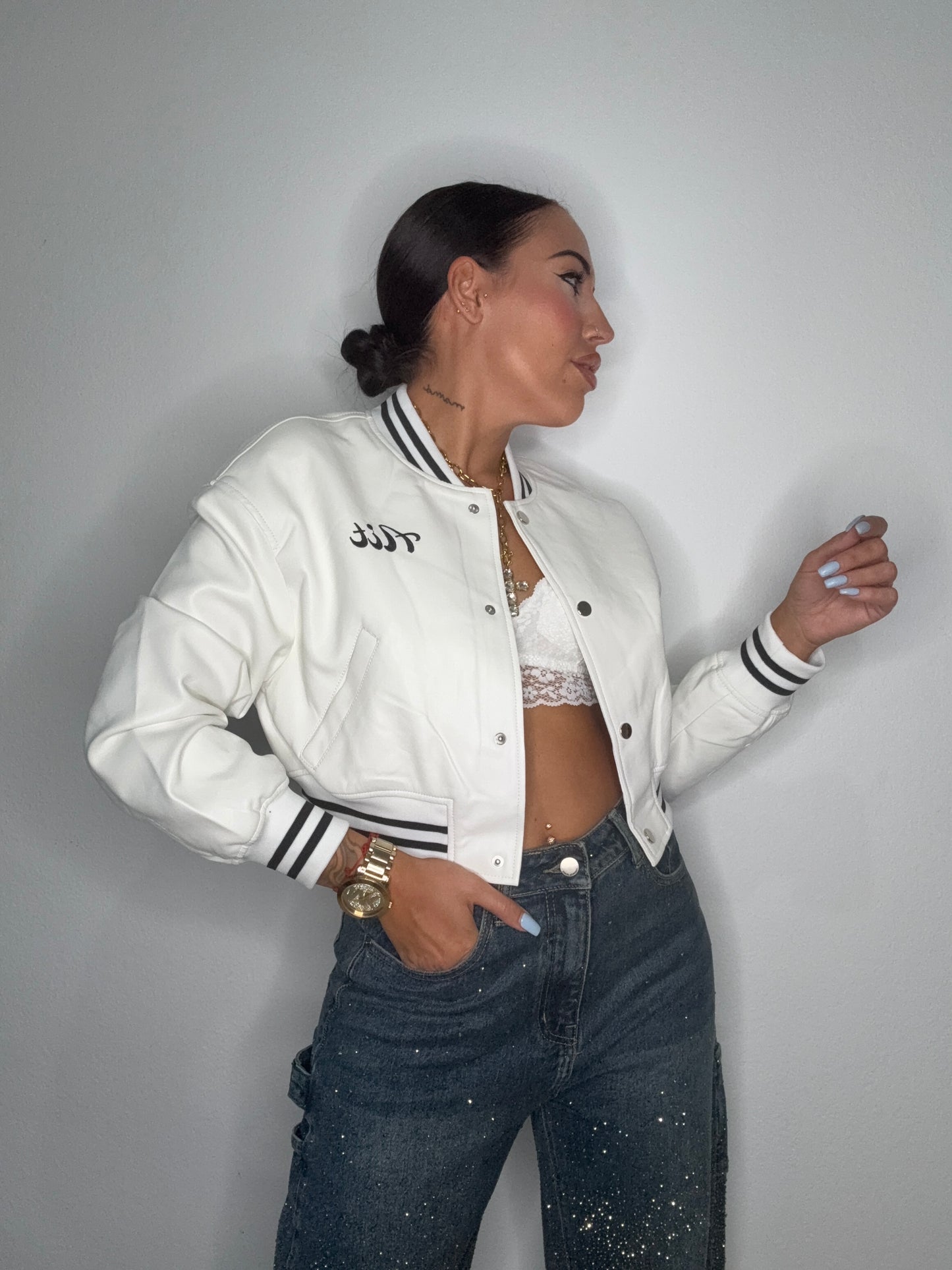 BOMBER DETAILS WHITE