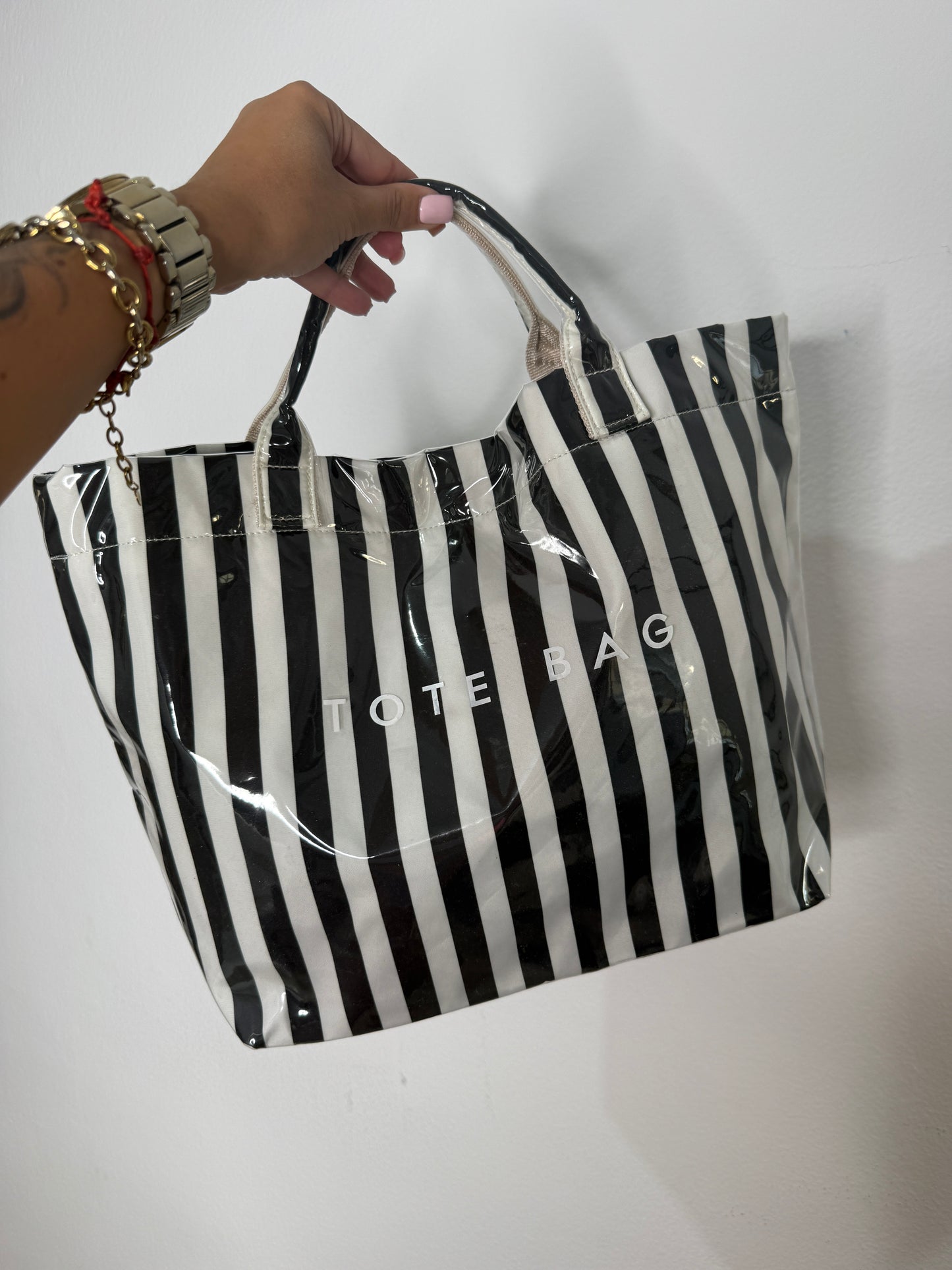 BOLSO PLAYERO TOTE BLANCO NEGRO