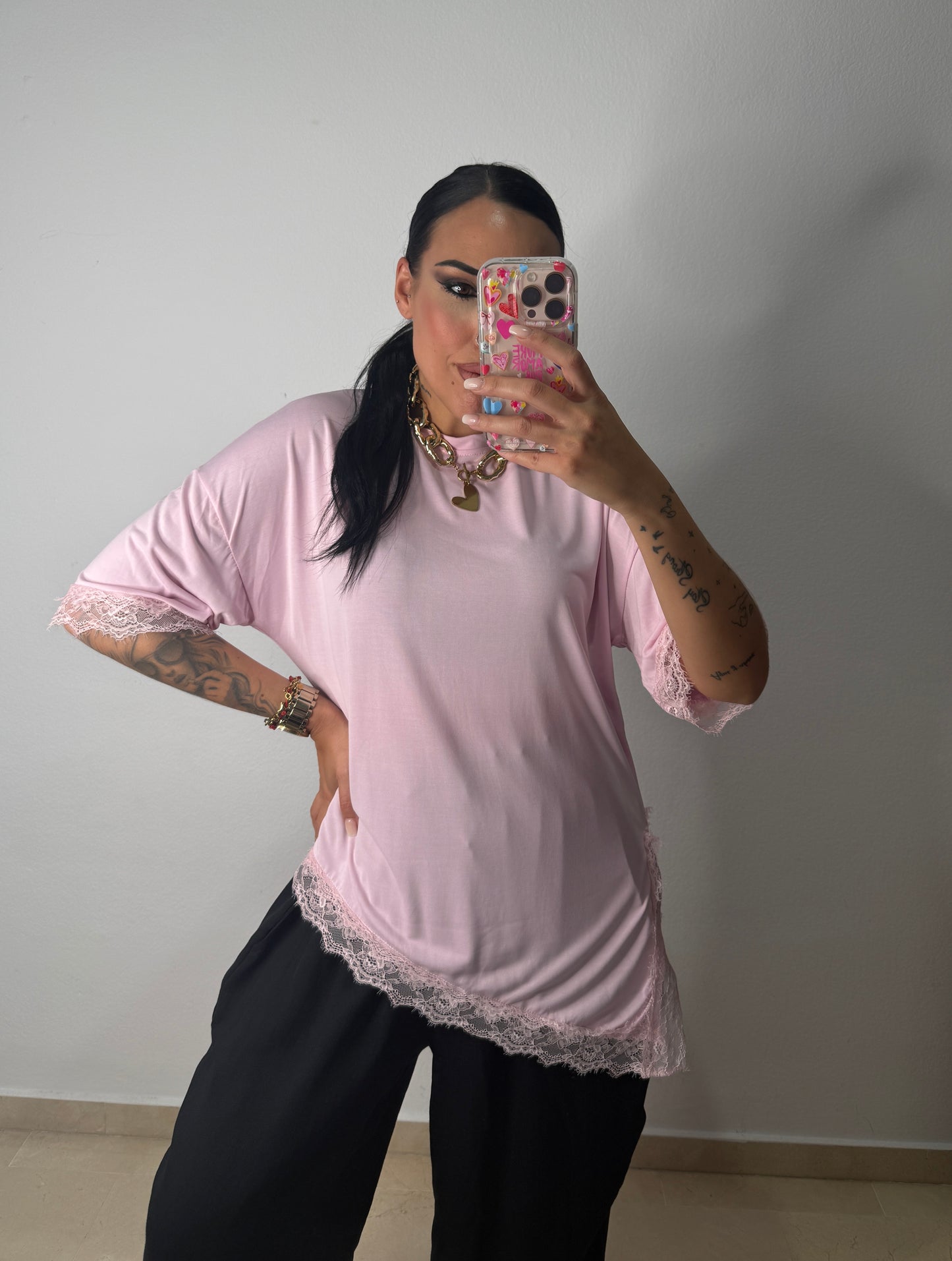 CAMISETA OVER ASIMÉTRICA PINK