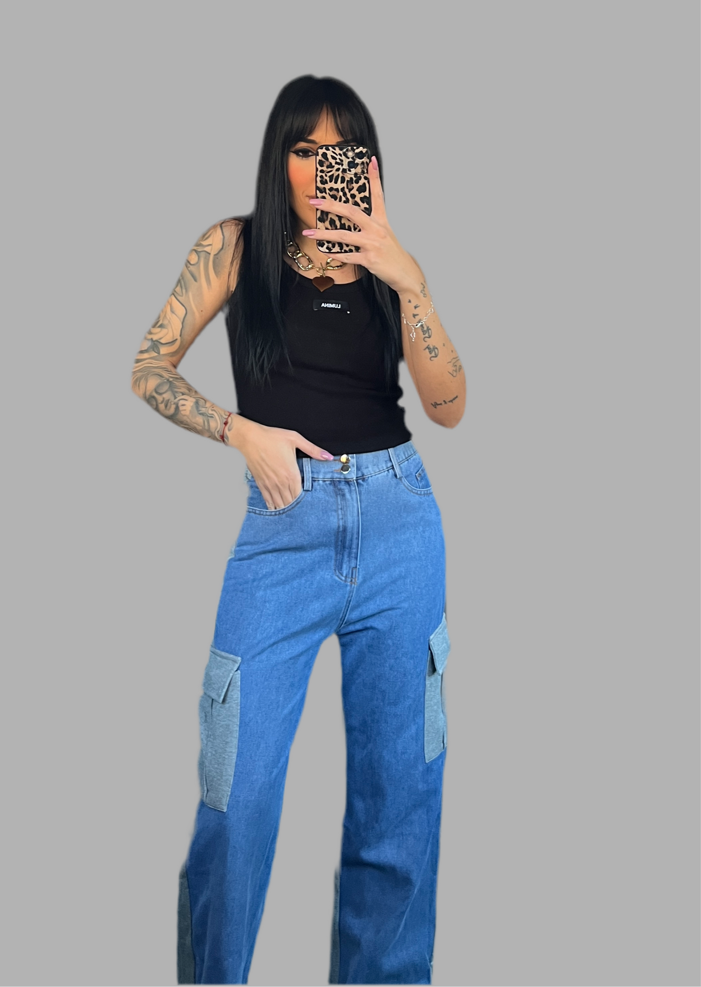 PANTALÓN BAGGY COMBINADO