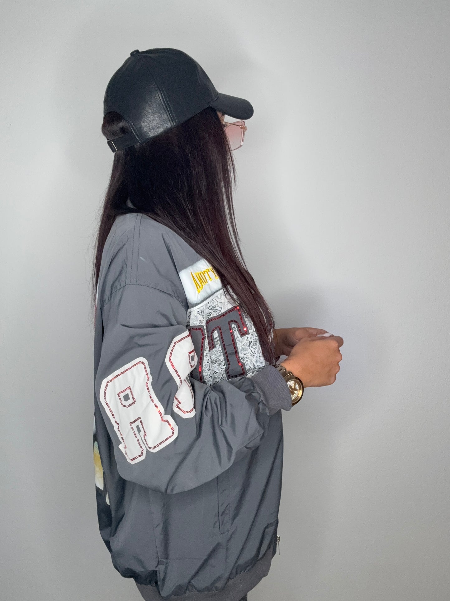 BOMBER LUXURY LACE GREY