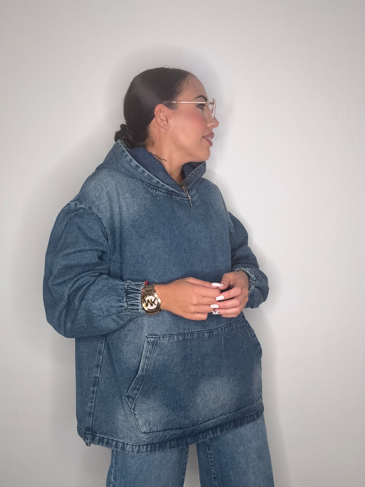 SUDADERA DENIM OVERSIZE