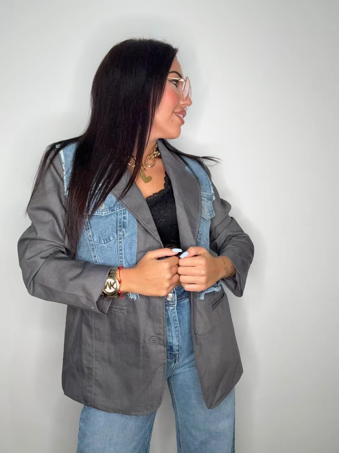 BLAZER LUXURY DENIM COMBI GREY