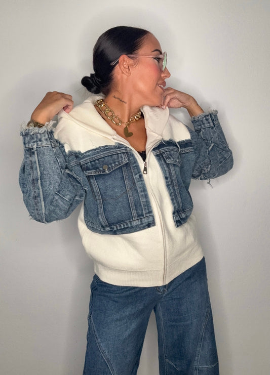 CHAQUETA DENIM COMBINADA