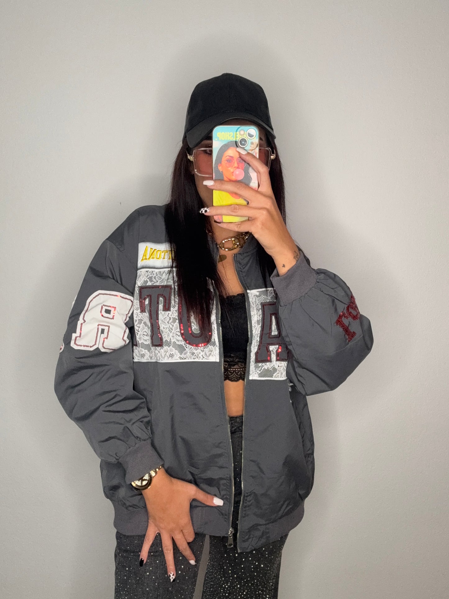 BOMBER LUXURY LACE GREY