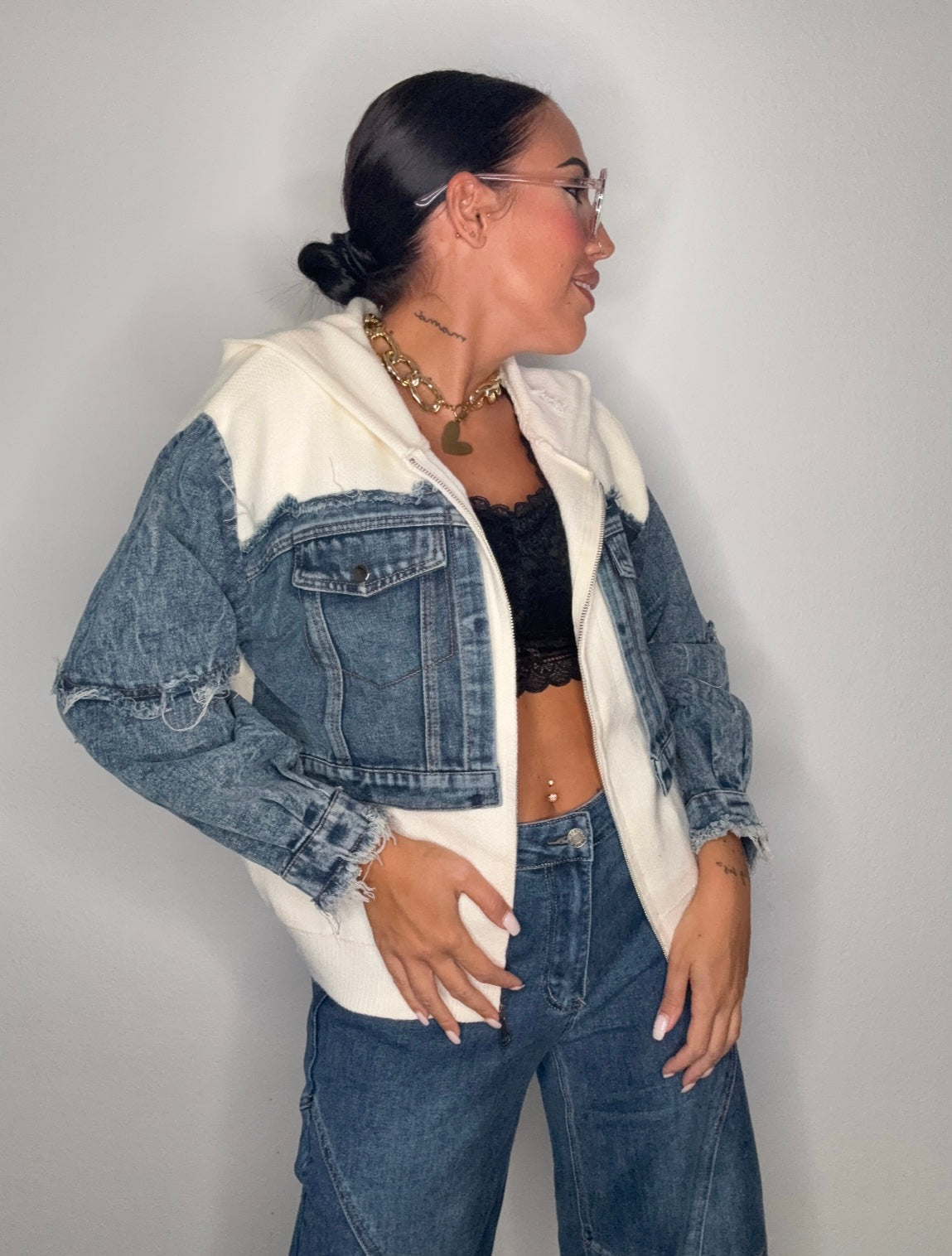 CHAQUETA DENIM COMBINADA