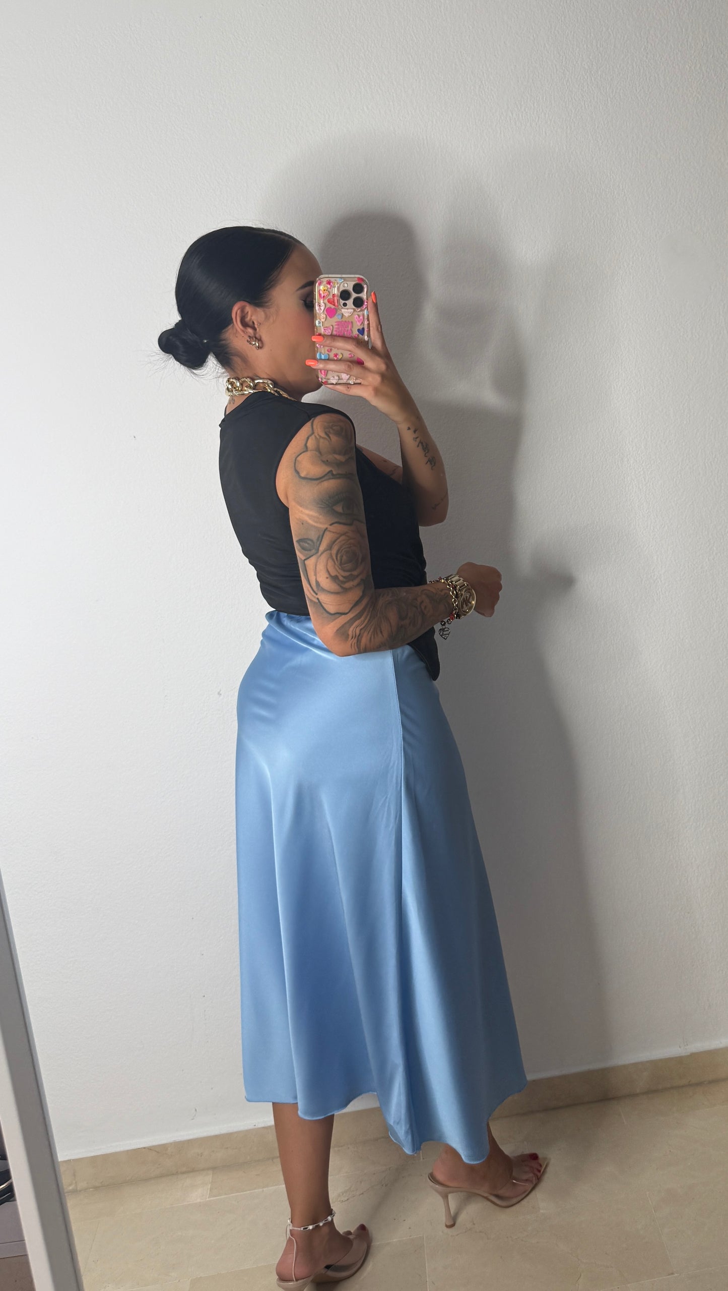 FALDA SATÉN BLUE