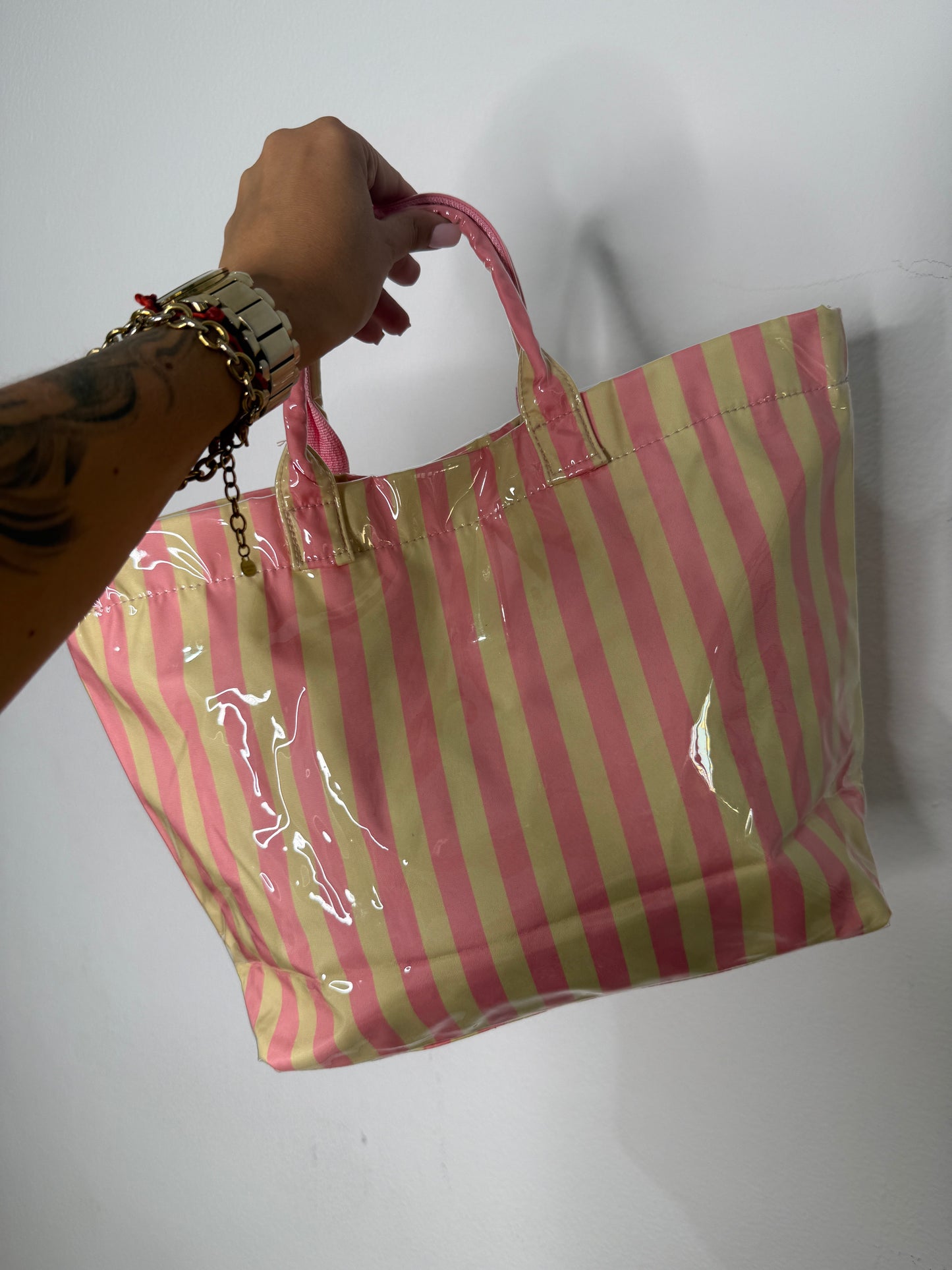 BOLSO PLAYERO TOTE ROSA AMARILLO