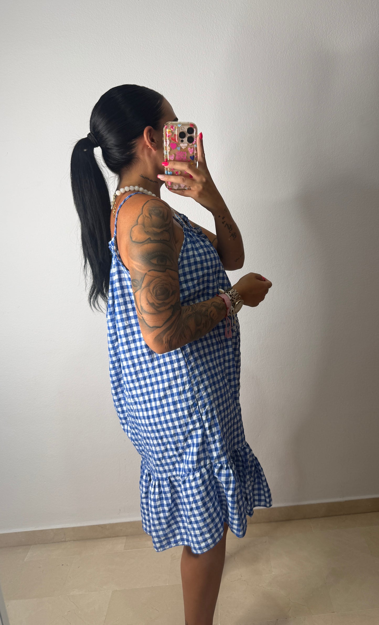 VESTIDO VICHY AZUL KLEIN