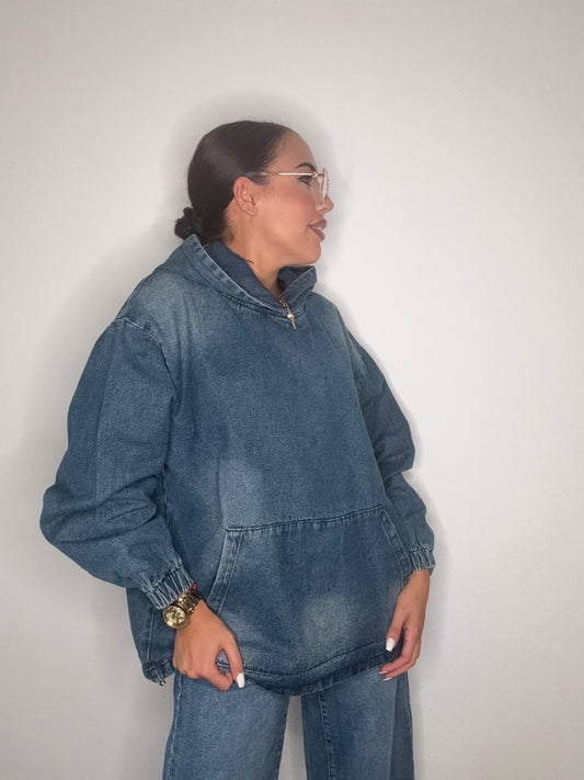 SUDADERA DENIM OVERSIZE