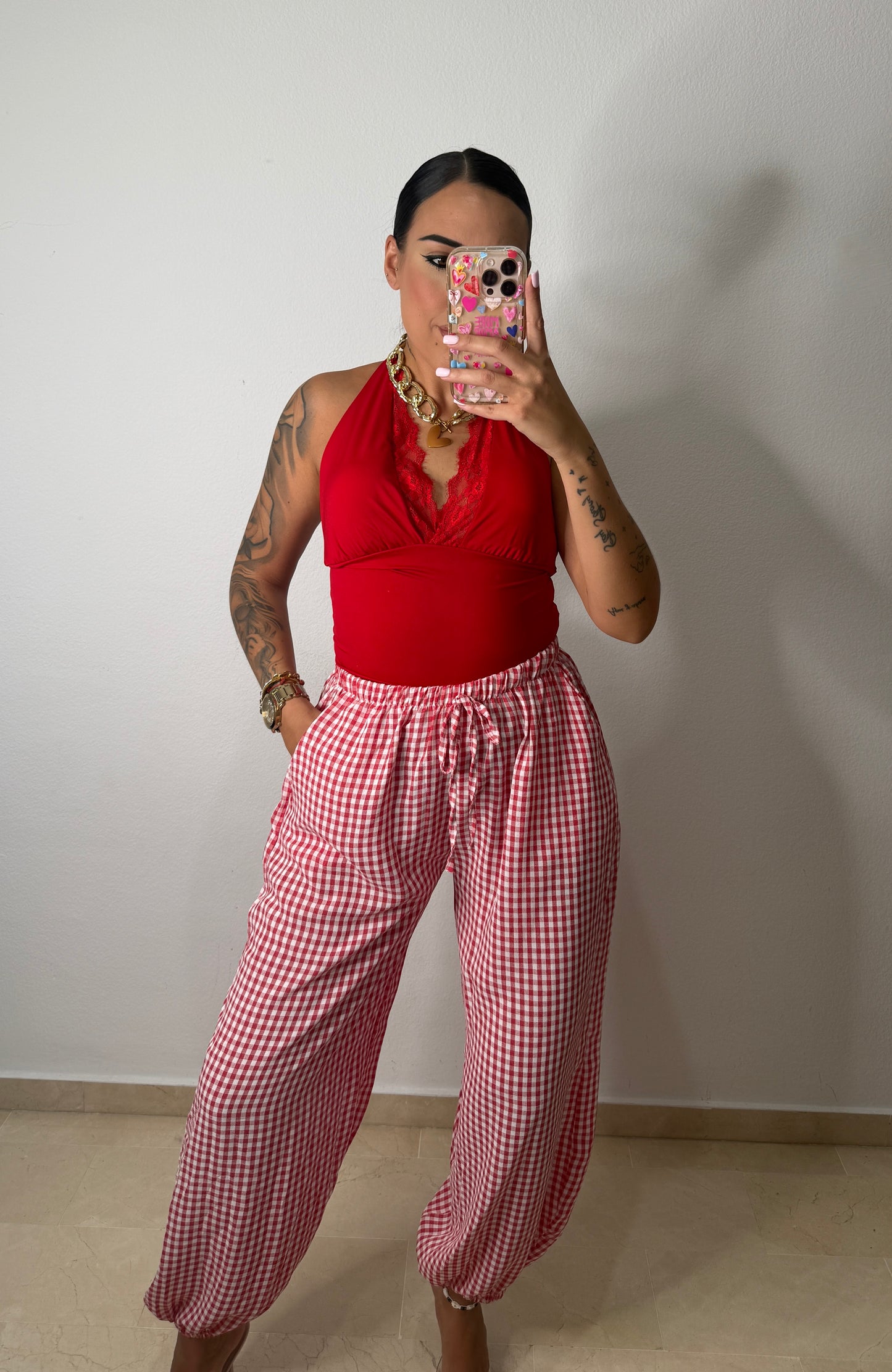 PANTALÓN BOMBACHO VICHY RED