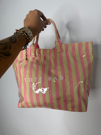 BOLSO PLAYERO TOTE ROSA AMARILLO