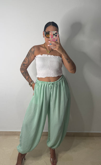 PANTALÓN VICHY VERDE AGUA