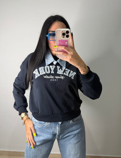 SUDADERA NEWYORK CUELLO DESMONTABLE BLUE