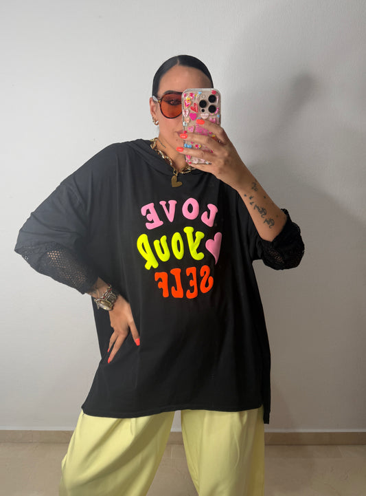 SUDADERA OVER NEON LOVE BLACK