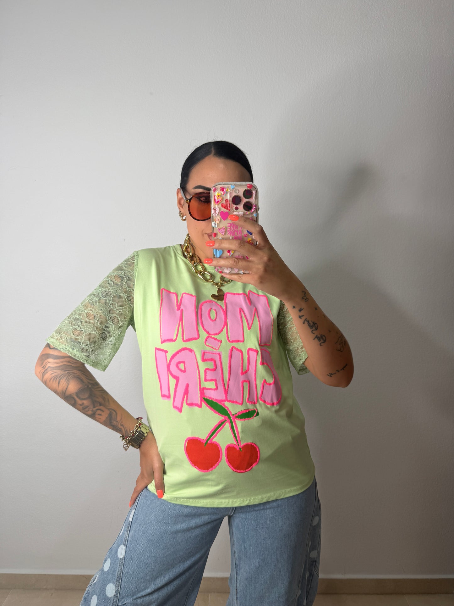 CAMISETA NEON CHERRY GREEN