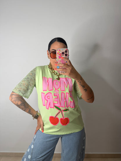 CAMISETA NEON CHERRY GREEN