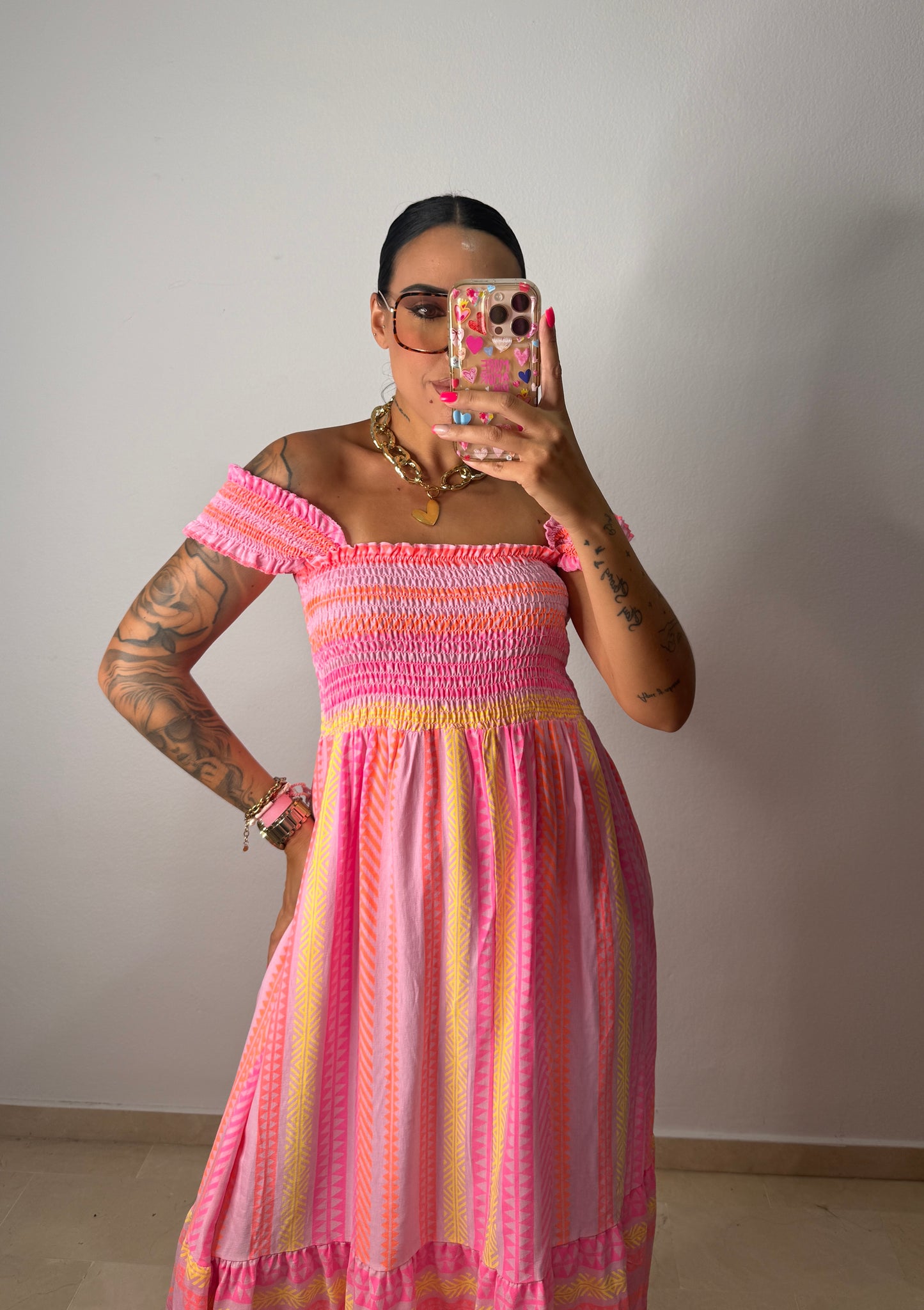 VESTIDO ILLETES FLÚOR