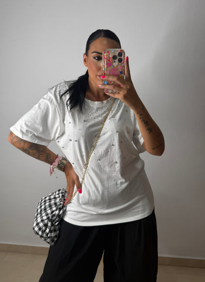 CAMISETA STRASS WHITE