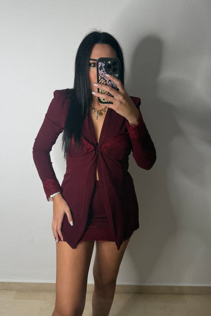 CONJUNTO ENCAJE BURGUNDY