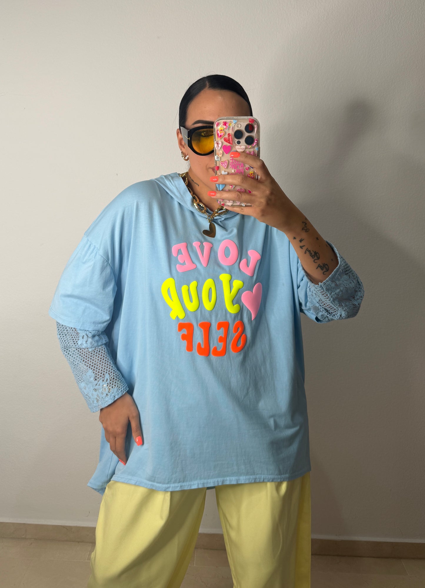 SUDADERA OVER NEON LOVE BLUE