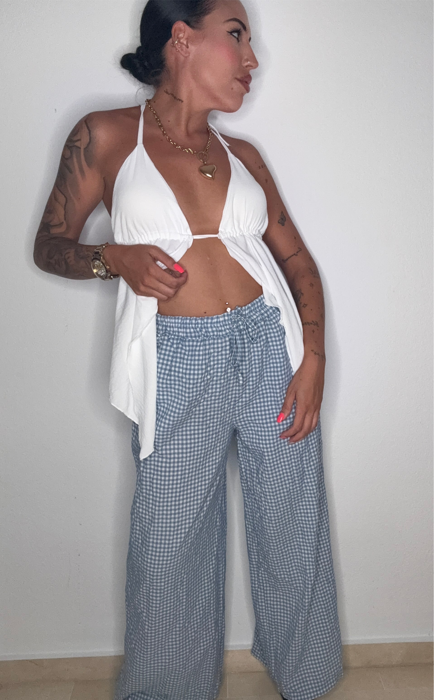 PANTALON FLUIDO VICHY BLUE