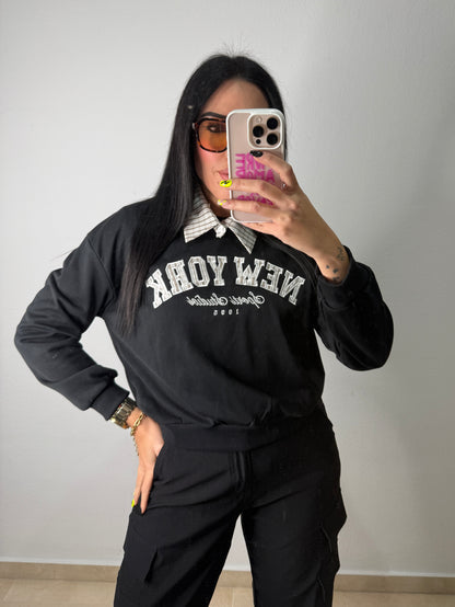 SUDADERA NEWYORK BLACK CUELLO DESMONTABLE