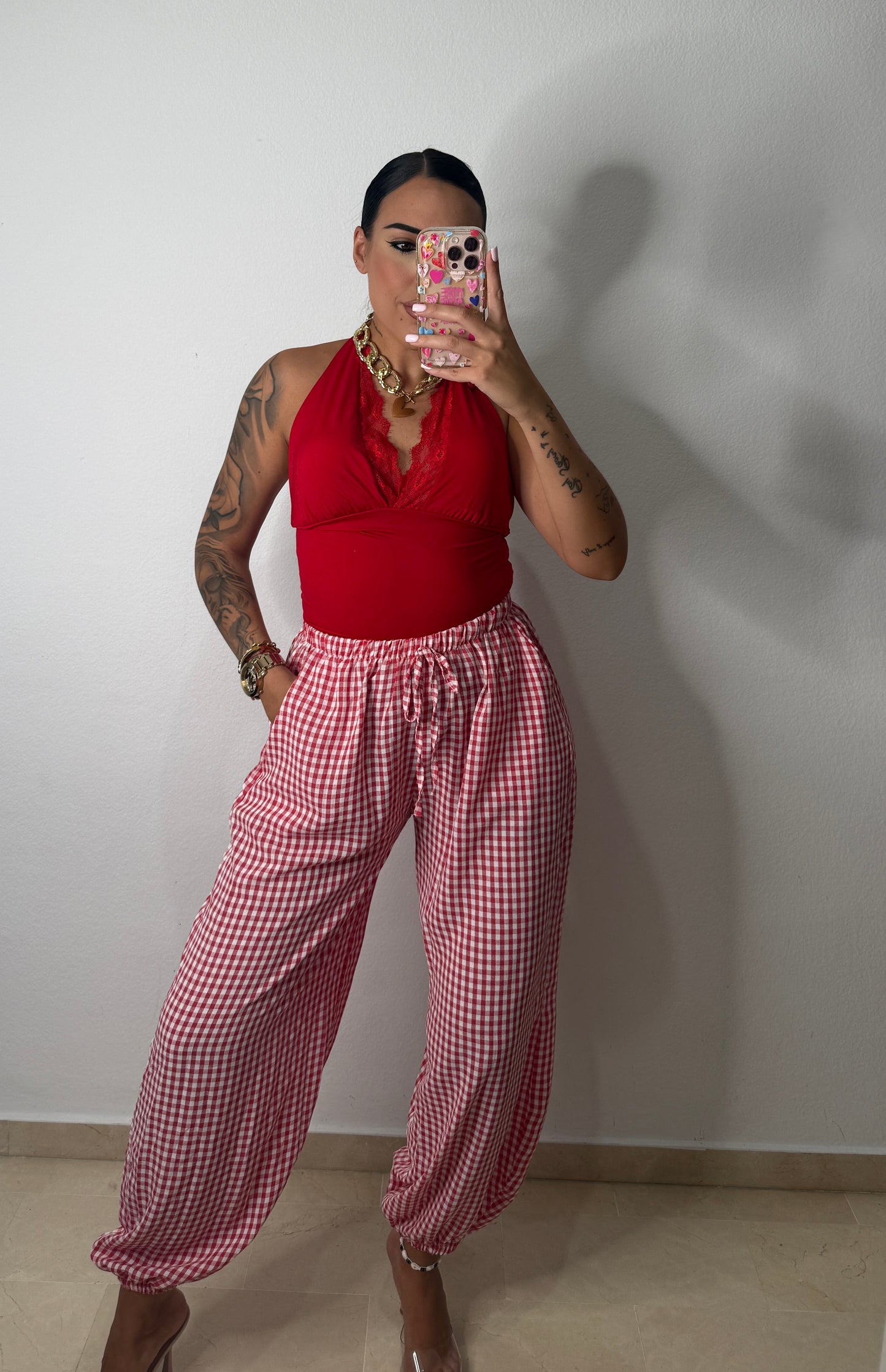 PANTALÓN BOMBACHO VICHY RED