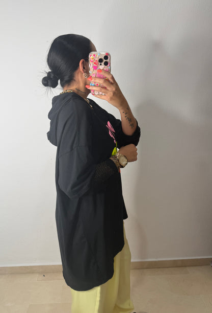 SUDADERA OVER NEON LOVE BLACK