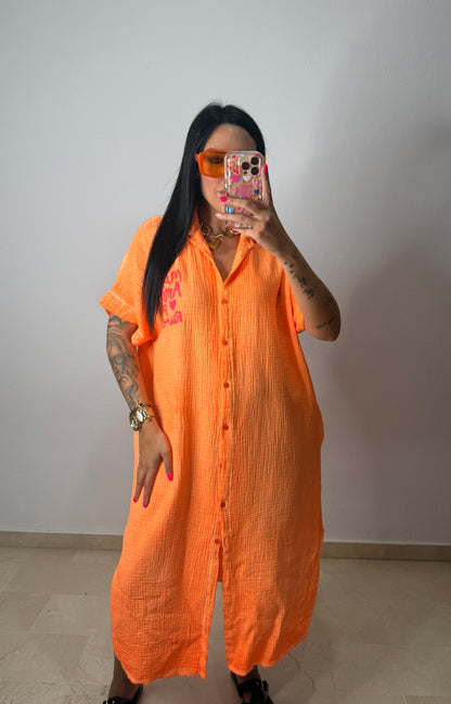 VESTIDO CAMISERO FLÚOR ORANGE