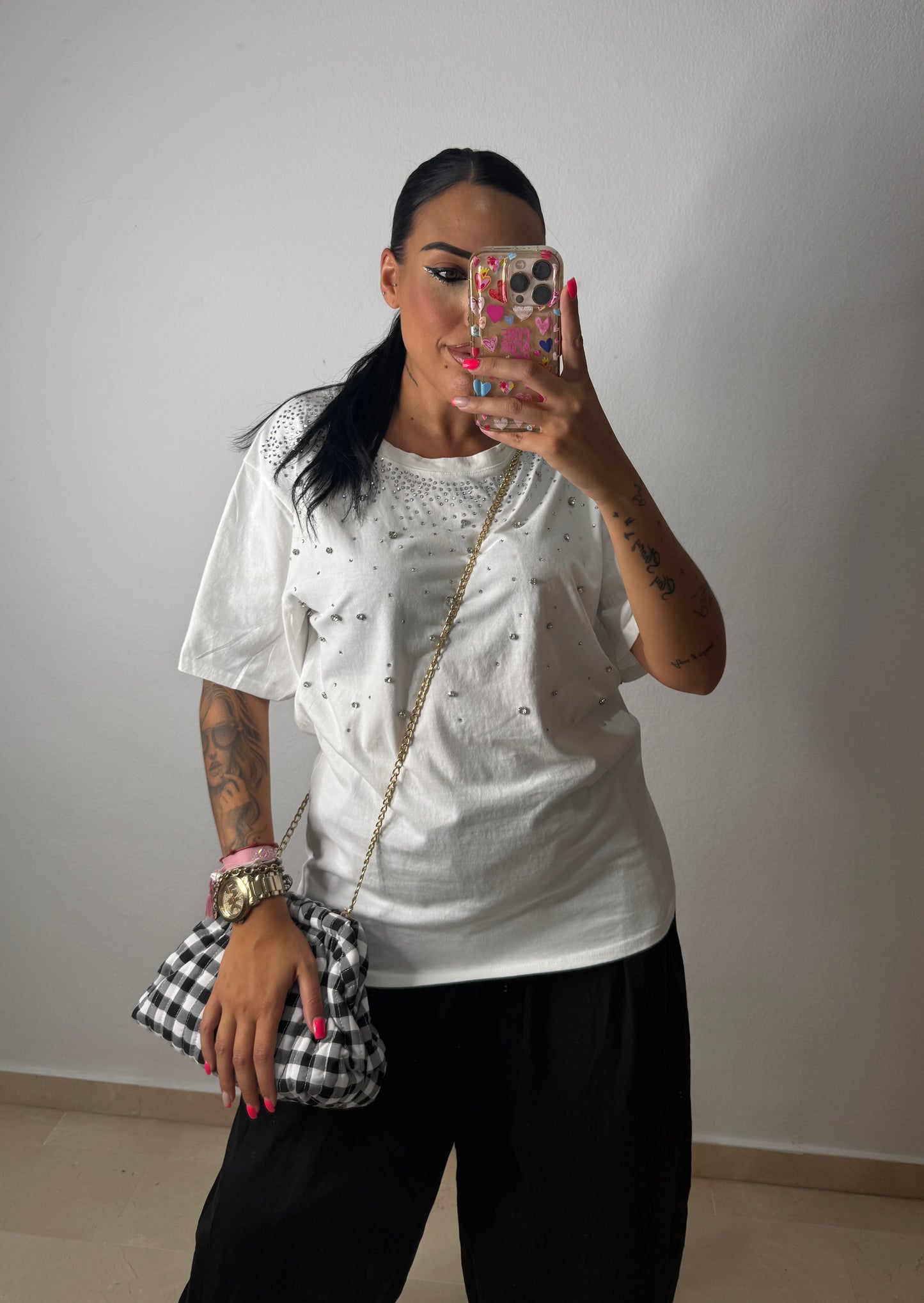 CAMISETA STRASS WHITE