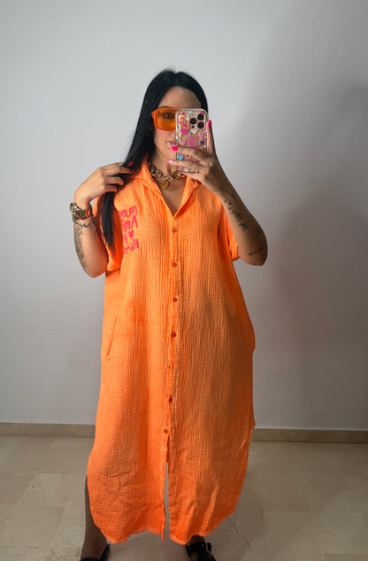 VESTIDO CAMISERO FLÚOR ORANGE