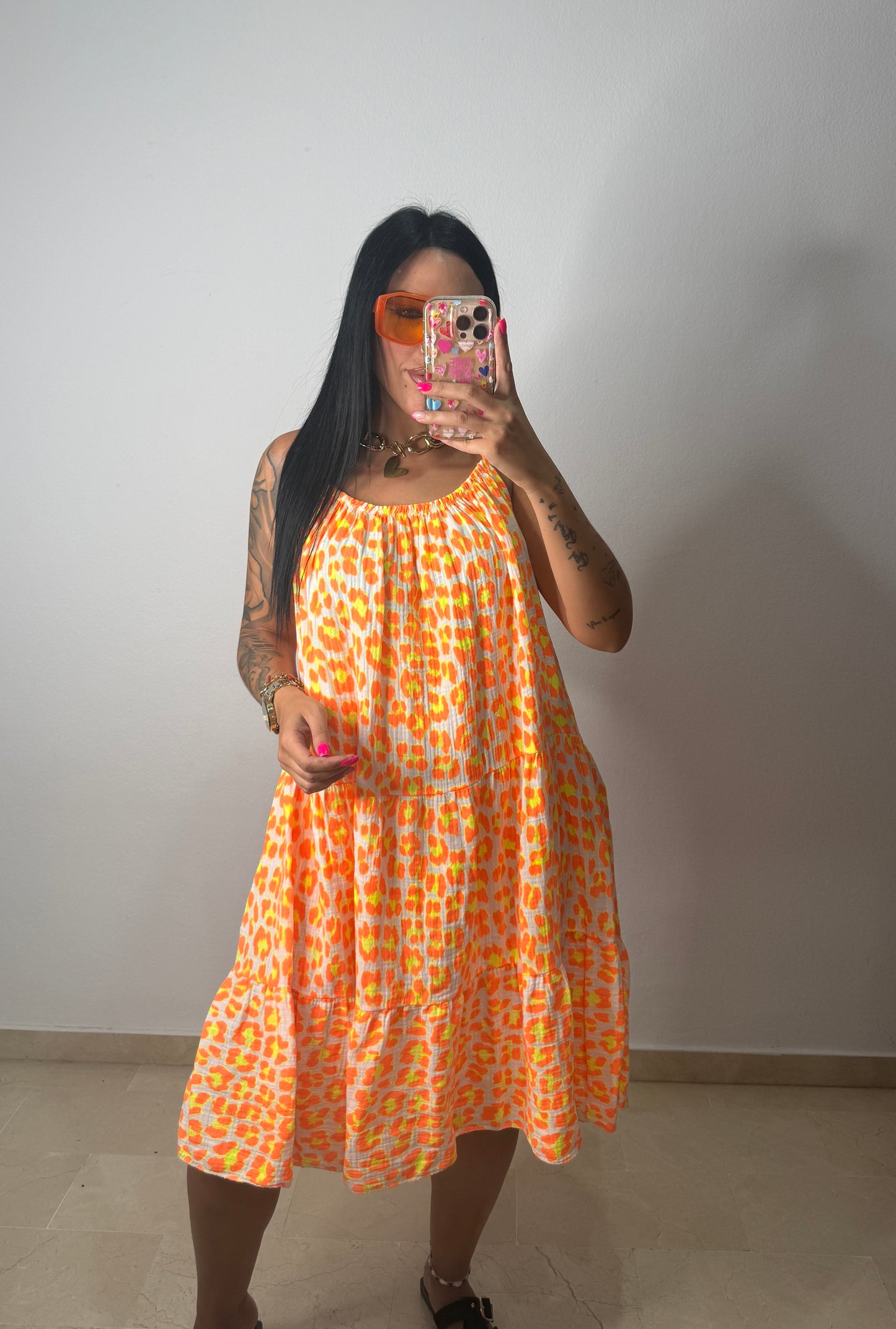 VESTIDO NEON LEO ORANGE