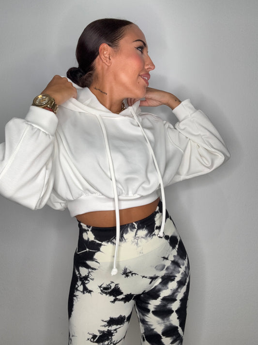 SUDADERA CROPPED BASIC WHITE