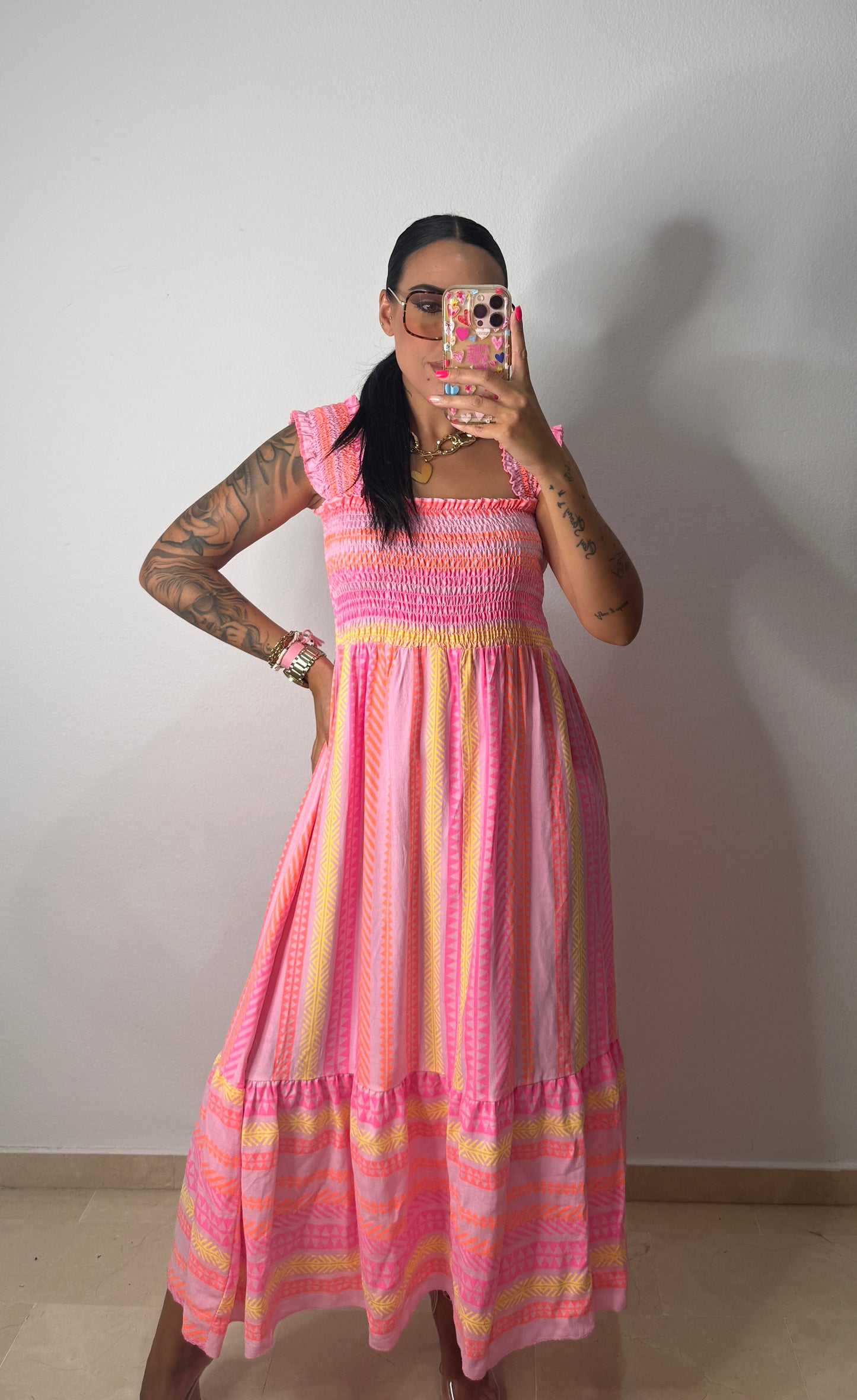 VESTIDO ILLETES FLÚOR