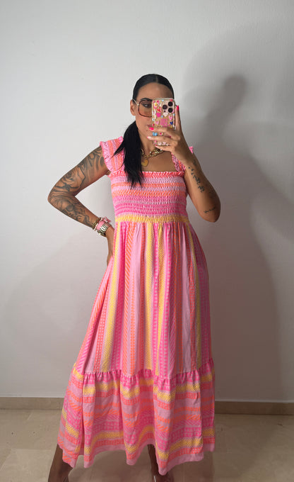 VESTIDO ILLETES FLÚOR
