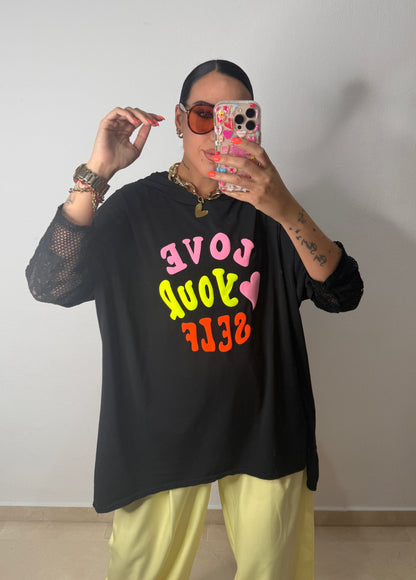 SUDADERA OVER NEON LOVE BLACK