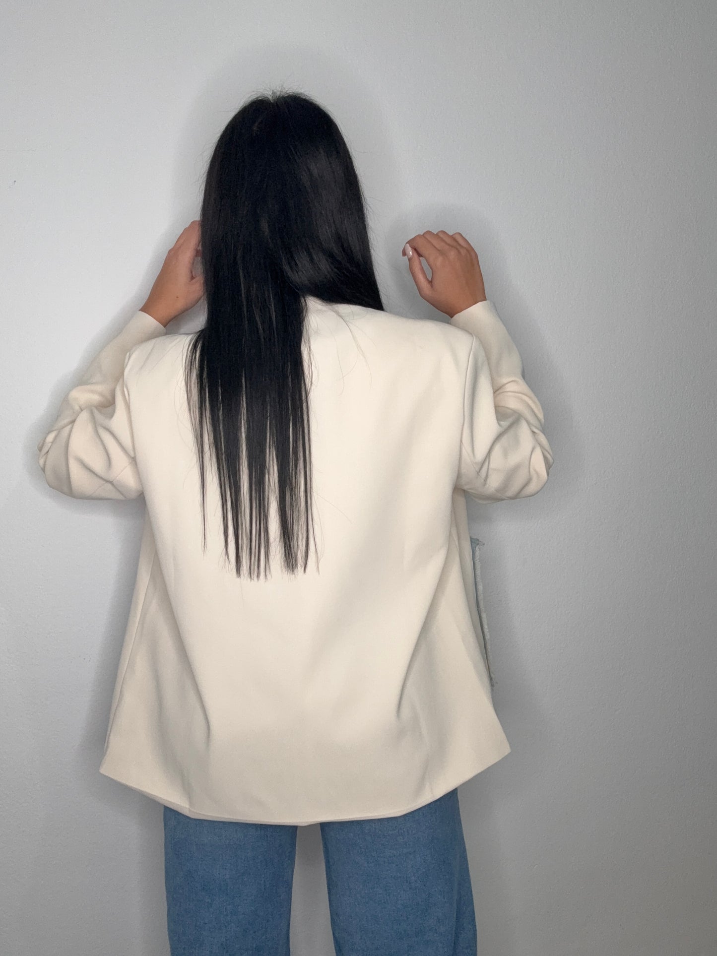 BLAZER OVERSIZE DENIM COMBI BEIGE