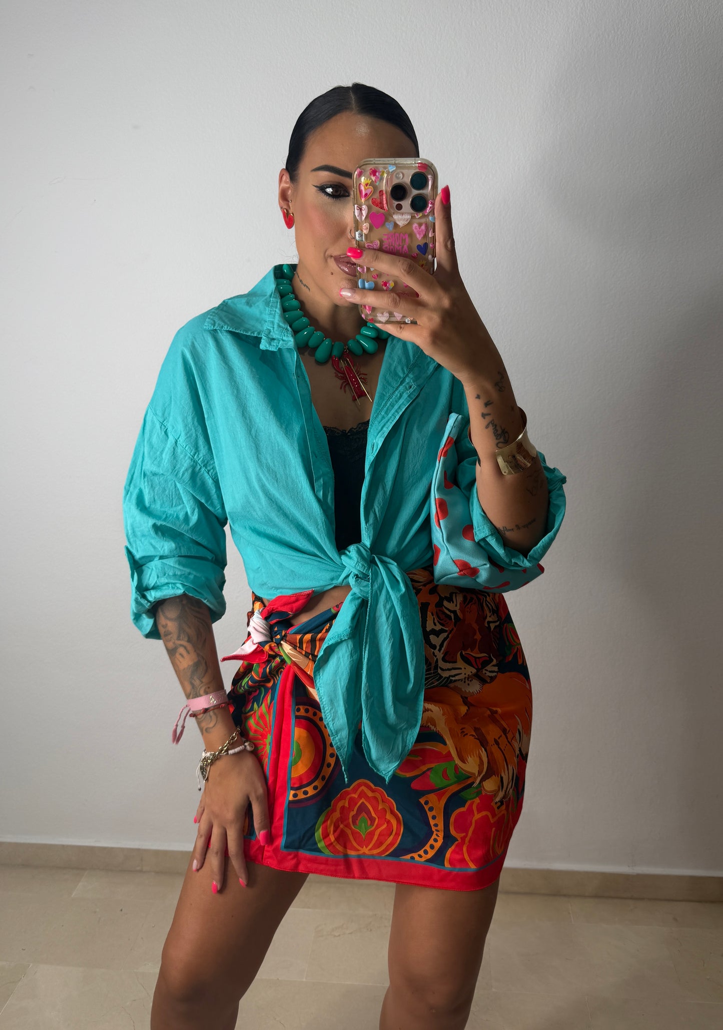 CAMISA LAZADA TURQUESA