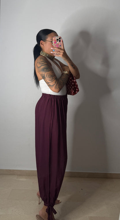 PANTALÓN LAZADA BURDEOS